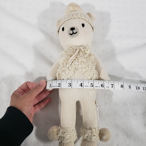 CUDDLE + KIND Handmade Cream Stella The Polar Bear Hand Knit Cotton Stuffy 16" - Picture 11 of 11